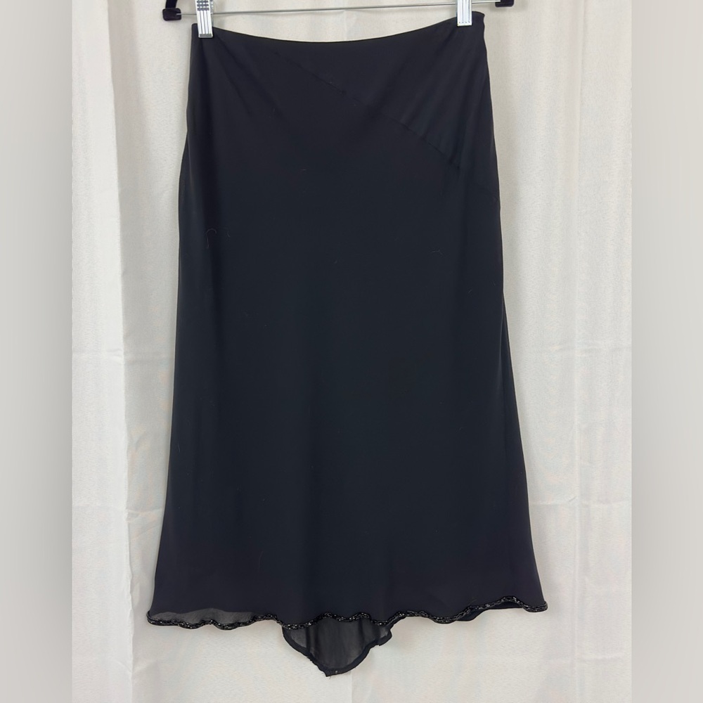 Banana Republic Black Silk/Wool Mix A-Line Skirt- Beaded Trim Size 4 Pre-loved!